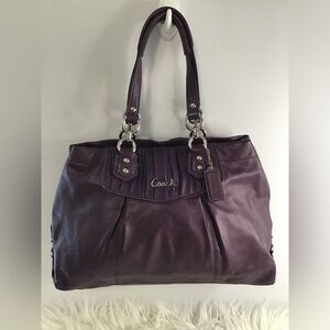 Coach F19425 Ashley Purple Leather Ruched Shoulder Bag